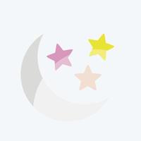 icono luna y estrellas. relacionado con el símbolo de las estrellas. estilo plano diseño simple editable. ilustración sencilla. iconos vectoriales simples vector