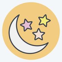 icono luna y estrellas. relacionado con el símbolo de las estrellas. estilo compañero de color. diseño simple editable. ilustración sencilla. iconos vectoriales simples vector