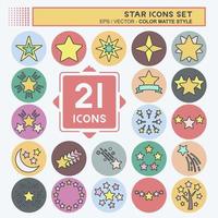 conjunto de iconos estrellas. relacionado con el símbolo de las estrellas. estilo compañero de color. diseño simple editable. ilustración sencilla. iconos vectoriales simples vector