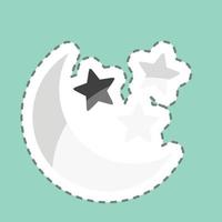 pegatina línea cortada luna y estrellas. relacionado con el símbolo de las estrellas. diseño simple editable. ilustración sencilla. iconos vectoriales simples vector