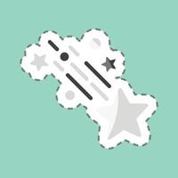 pegatina línea cortada estrella fugaz. relacionado con el símbolo de las estrellas. diseño simple editable. ilustración sencilla. iconos vectoriales simples vector