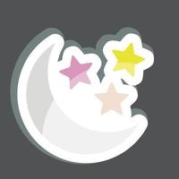 pegatina luna y estrellas. relacionado con el símbolo de las estrellas. diseño simple editable. ilustración sencilla. iconos vectoriales simples vector