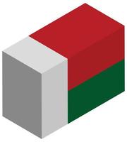 bandera nacional de madagascar - representación isométrica 3d. vector