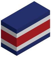 bandera nacional de costa rica - representación isométrica 3d. vector