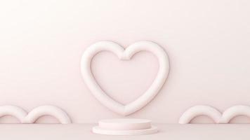 Valentines Day podium abstract. scene with Valentines object and pink background,  red, pink heart product display, luxury 3d render. stand for Valentines gift, showcase, cosmetic, podium product. photo