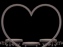 Valentines Day podium abstract. scene with Valentines object and black background, pink heart product display, luxury 3d render. stand for Valentines gift, showcase, cosmetic, podium product. photo