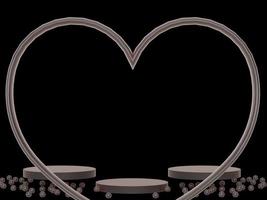 Valentines Day podium abstract. scene with Valentines object and black background, pink heart product display, luxury 3d render. stand for Valentines gift, showcase, cosmetic, podium product. photo