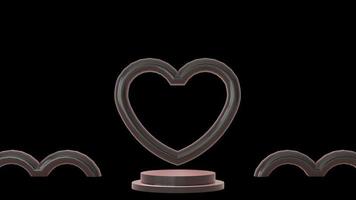 Valentines Day podium abstract. scene with Valentines object and black background, pink heart product display, luxury 3d render. stand for Valentines gift, showcase, cosmetic, podium product. photo