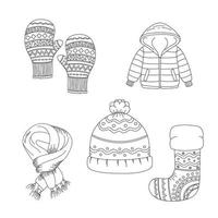 Winter Cloth Line Art Illustration vector