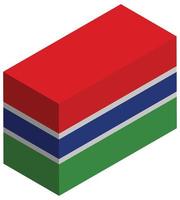 bandera nacional de gambia - representación isométrica 3d. vector