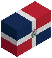 bandera nacional de república dominicana - representación isométrica 3d. vector