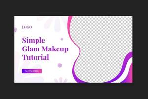 Makeup tutorial video thumbnail template. Colorful makeup tutorial video thumbnail collection vector