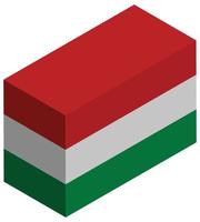 bandera nacional de hungría - representación isométrica 3d. vector