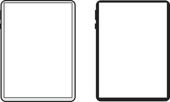 Black and white tablet computers mockups with blank screens. Responsive screens to display your mobile web site design. Vector illustration