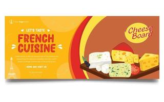 diseño de plantilla de banner de cocina francesa de tablero de queso vector