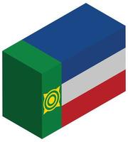 bandera nacional de jakasia - representación 3d isométrica. vector