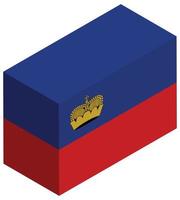 National flag of Liechtenstein - Isometric 3d rendering. vector