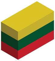 National flag of Lithuania - Isometric 3d rendering. vector