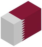 National flag of Qatar - Isometric 3d rendering. vector