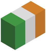 bandera nacional de irlanda - representación isométrica 3d. vector