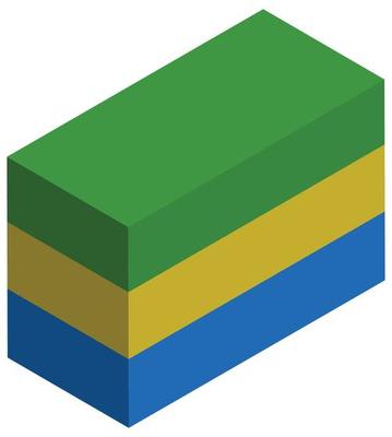 National flag of Gabon - Isometric 3d rendering.