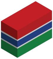 bandera nacional de gambia - representación isométrica 3d. vector