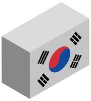 bandera nacional de corea del sur - representación 3d isométrica. vector