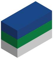 National flag of Komi - Isometric 3d rendering. vector