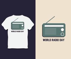 diseño de camiseta de tipografía del día mundial de la radio vector