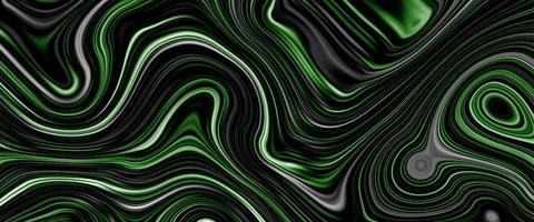 Abstract liquid black and green wavy texture background. Dark Oil paint for background. Colorful psychedelic background. 3d Wavy metallic background. Liquify papercut style pattern. photo