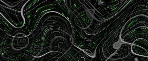 Abstract liquid black and green wavy texture background. Dark Oil paint for background. Colorful psychedelic background. 3d Wavy metallic background. Liquify papercut style pattern photo