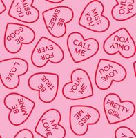 Candy hearts seamless pattern background. A set of sweets to talk about for Valentine's Day. vector