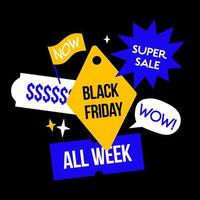 Set of Big Sale Discount Black Friday Sticker, Banners, Labels, Badges. Promotion Marketing. Vector illustration.