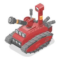 Fire Rescue Firefighting and Scouting robot safety Service usd red Fire fighting isometric isolated vector