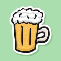 Vector beer icon in hand drawn style. Outline symbol ale. Isolated illustration on white background. Design for print and coloring books. Cartoon pictogram for game. Doodle glass of beer.