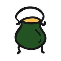 Vector cauldron icon in hand drawn style. Colorful isolated symbol. Illustration on white background. Design for print. Cartoon clothes pictogram for game. Doodle pot element