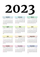 calendario para 2023 aislado en un fondo blanco vector