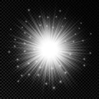Light effect of lens flares. White glowing lights starburst effects with sparkles on a transparent background. Vector illustration