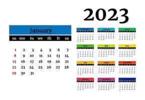 calendario para 2023 aislado en un fondo blanco vector