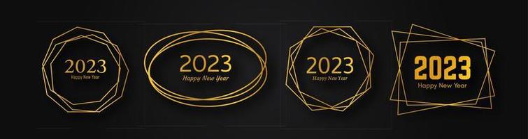 2023 Happy New Year gold geometric polygonal background vector