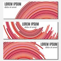 Set of red abstract header banners with curved lines and place for text. Vector backgrounds for web design.