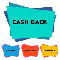 Set of four cash back stickers with abstract colorful geometric forms. Vector illustration