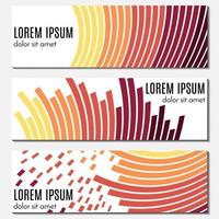 Set of orange abstract header banners with curved lines and place for text. Vector backgrounds for web design.