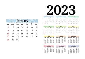 calendario para 2023 aislado en un fondo blanco vector