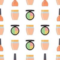 Seamless pattern with makeup items in flat style. Vector illustration.