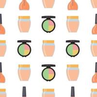 Seamless pattern with makeup items in flat style. Vector illustration.