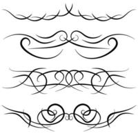 Set of vintage decorative curls, swirls, monograms and calligraphic borders. Line drawing design elements in black color on white background. Vector illustration.