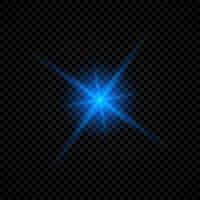 Light effect of lens flares. Blue glowing lights starburst effects with sparkles on a transparent background. Vector illustration