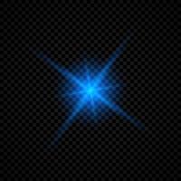 Light effect of lens flares. Blue glowing lights starburst effects with sparkles on a transparent background. Vector illustration