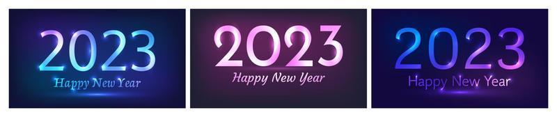 2023 Happy New Year neon background vector